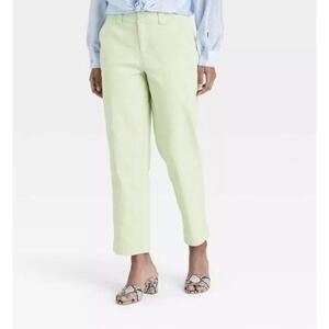 A New Day Women's Mid Rise Straight Crop Stretch Pants Mint Light Green Size 4